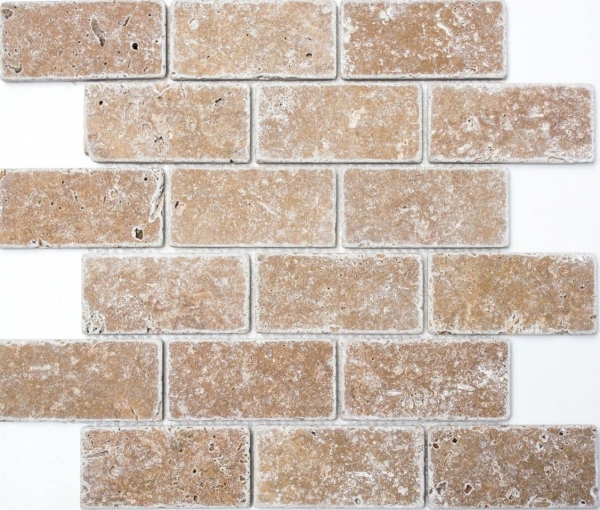 Mosaic tile travertine natural stone walnut brown brick brick look tile backsplash wall tile kitchen tile - MOS43-1208