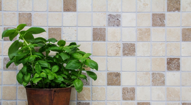 Piastrelle di travertino mosaico terrazzo pavimento pietra naturale Medio beige crema marrone piastrella parete cucina alzatina bagno - MOS43-1216