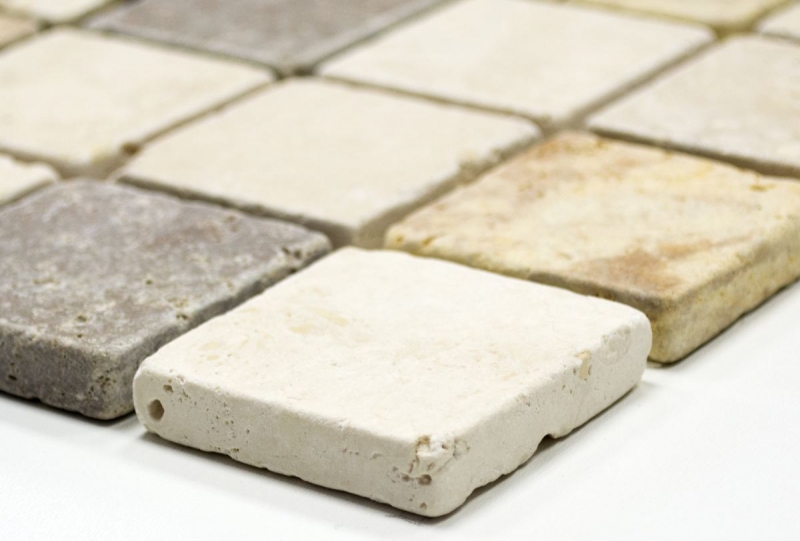 Travertine mosaic tiles terrace wall floor natural stone Medio beige brown golden brown backsplash kitchen wall tile - MOS43-46685