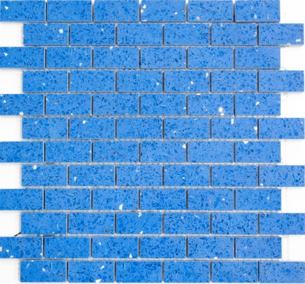 Piastrelle di mosaico quarzo composito pietra artificiale Mattone artificiale blu MOS46-ASMB5