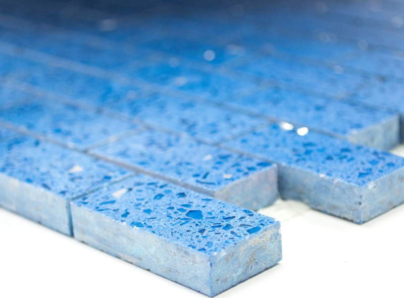 Mosaico dipinto a mano per lalzatina della cucina Pietra artificiale composita al quarzo Brick Blu artificiale MOS46-ASMB5_m