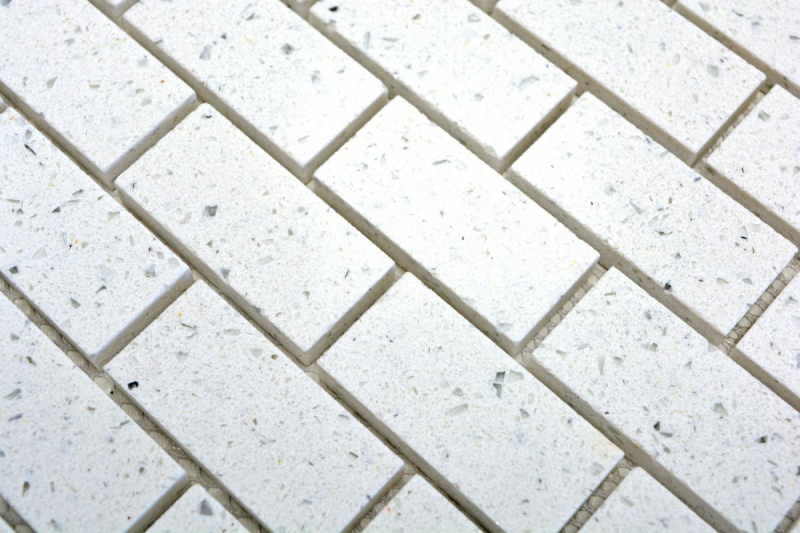 Mosaikfliesen Quarz Komposit Kunststein Brick Artifical weiß MOS46-0104