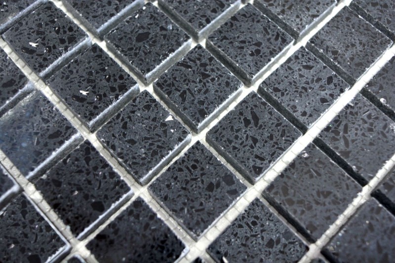 Piastrelle di mosaico quarzo composito pietra artificiale Nero artificiale MOS46-ASM22