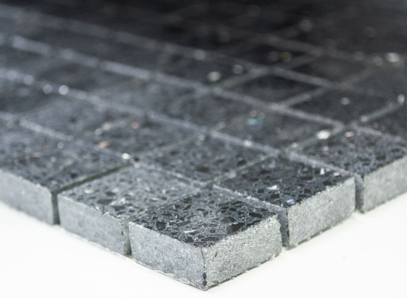 Mosaic tiles quartz composite artificial stone Artificial black MOS46-ASM22