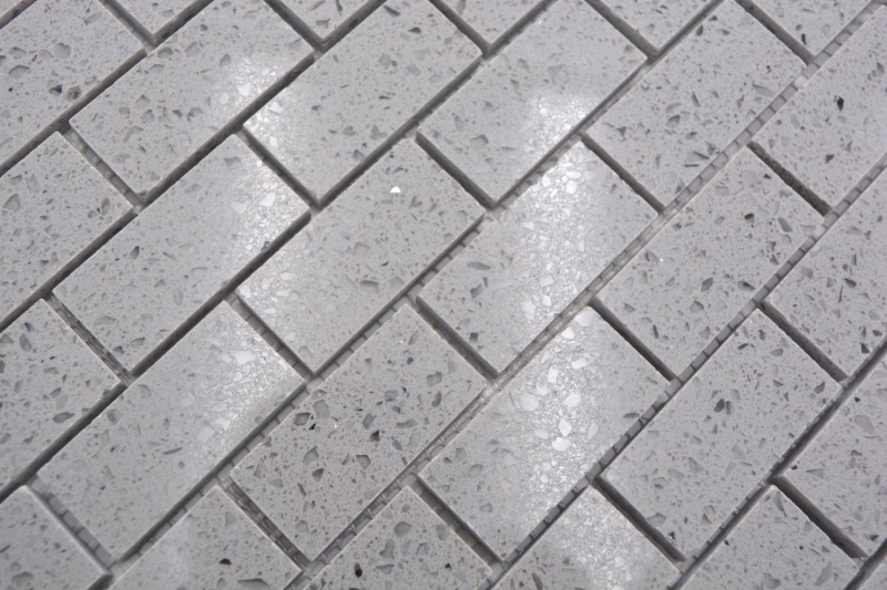 Mosaic tiles quartz composite artificial stone Brick Artifical gray MOS46-0204