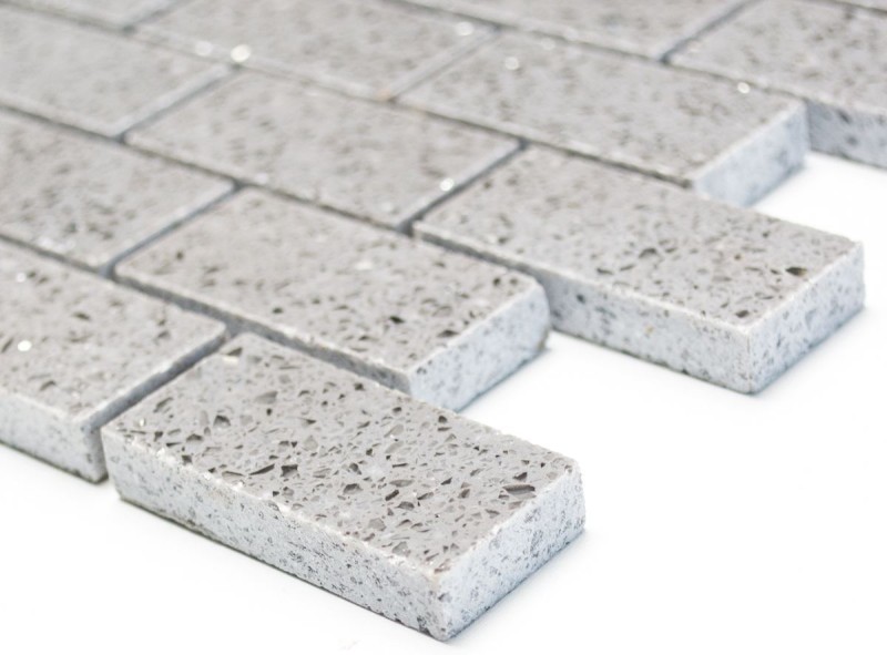 Mosaikfliesen Quarz Komposit Kunststein Brick Artifical grau MOS46-0204