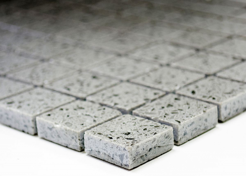 Hand-patterned mosaic tile backsplash quartz composite artificial stone Artificial gray MOS46-ASM23_m