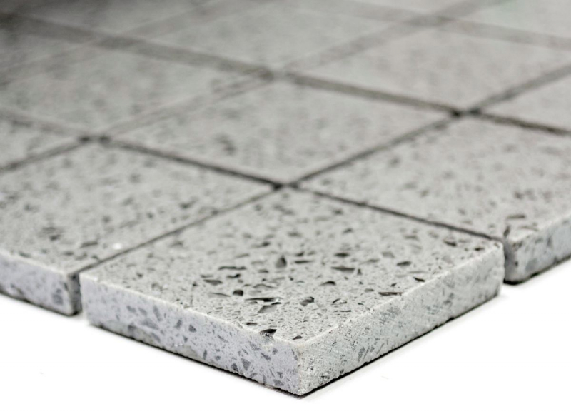 Hand-patterned mosaic tile backsplash quartz composite artificial stone Artificial gray MOS46-ASM43_m