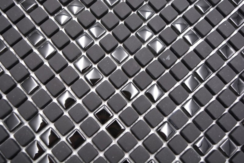 Glass mosaic Sustainable wall covering Recycling Enamel anthracite black matt MOS140-01B