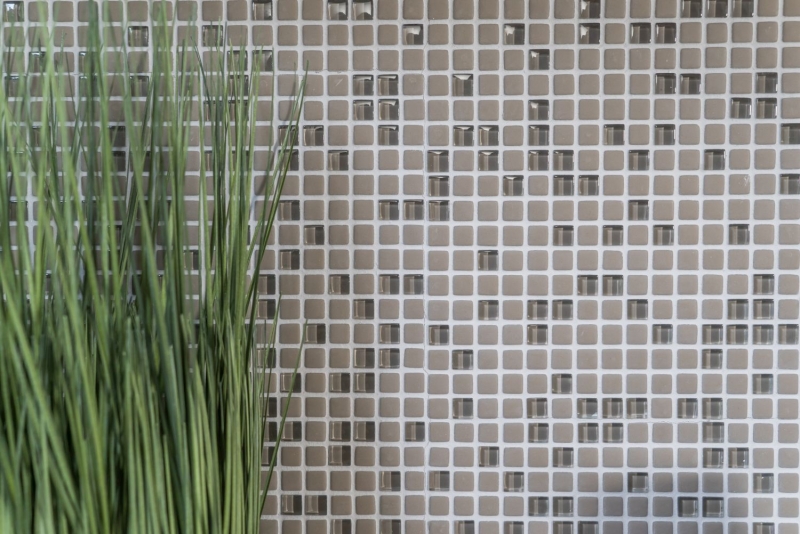 Glass mosaic Sustainable wall covering Recycling Enamel cream matt MOS140-03C