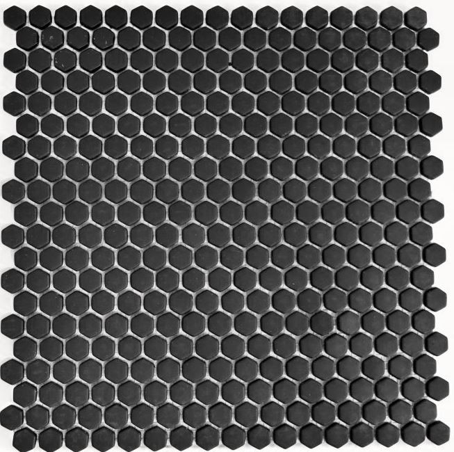Glasmosaik Nachhaltiger Wandbelag Fliese Recycling Hexagon Enamel anthrazit schwarz matt MOS140-HX11B