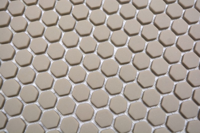 Glass mosaic Sustainable wall covering Tile backsplash Recycling Hexagon Enamel beige cream matt MOS140-HX13C