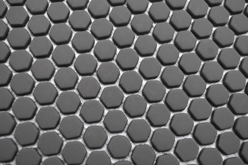 Mosaik Fliese ECO Recycling GLAS Hexagon Enamel graubraun matt MOS140-HX15G