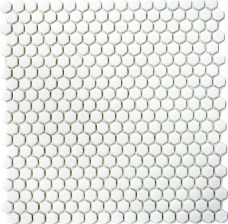 Hand-painted mosaic tile ECO Recycling GLAS Hexagon Enamel white matt MOS140-HX17W_m