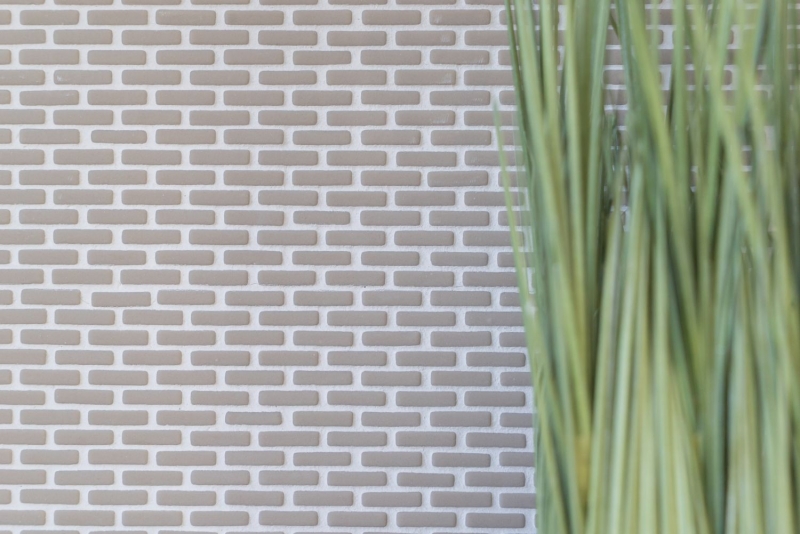 Glass mosaic Sustainable wall covering Tile backsplash Recycling Brick Enamel cream matt MOS140-B23C