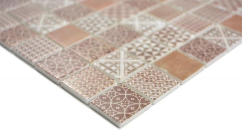 Mosaico vintage retrò decorato a mano ECO recycled GLASS ECO brown patchwork MOS145-P-70_m