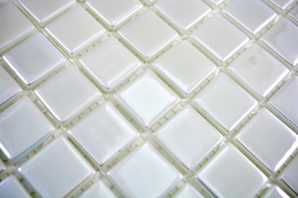 Piastrella a mosaico ECO GLAS bianco metallizzato MOS350-02_f | 10 tappetini a mosaico