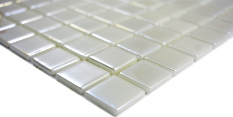 Mosaik Fliese ECO GLAS weiß metallic MOS350-02_f | 10 Mosaikmatten