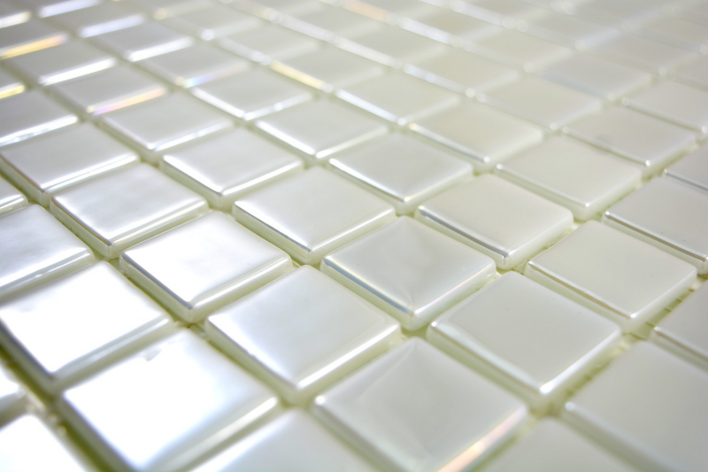 Piastrella a mosaico ECO GLAS bianco metallizzato MOS350-02_f | 10 tappetini a mosaico