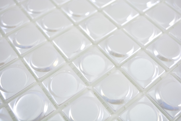 Mosaico di vetro Rivestimento sostenibile Piastrella Riciclaggio bianco metallizzato 3DR MOS350-12