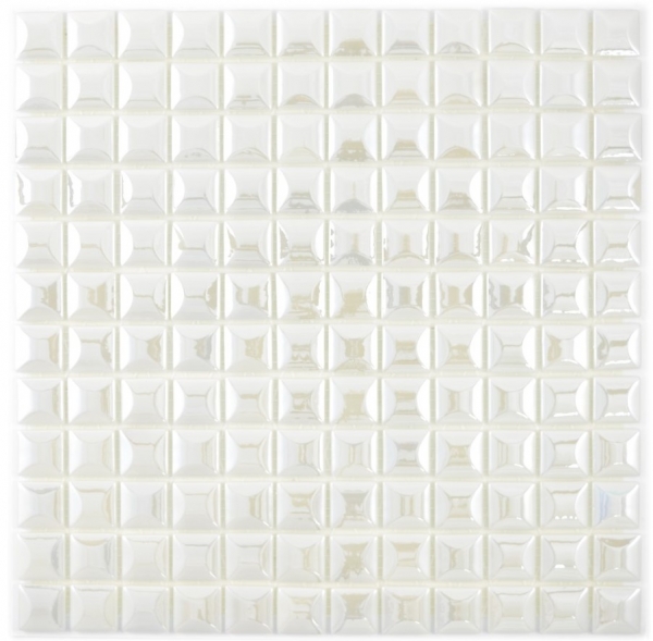 Glass mosaic Sustainable wall covering Tile Recycling white metallic 3DF MOS350-22