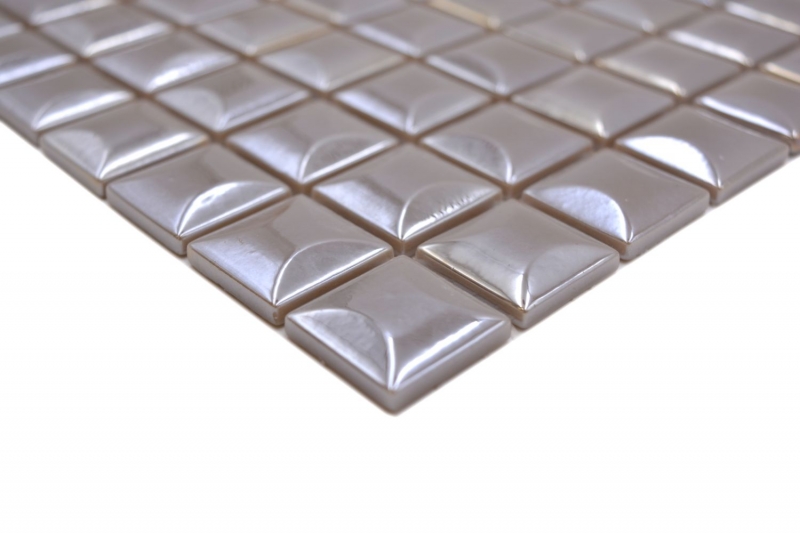 Mosaico di vetro Rivestimento sostenibile Piastrella Riciclaggio caffè metallizzato 3DF MOS350-24