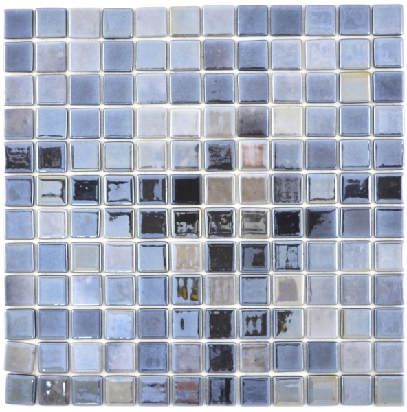 Mosaico di vetro Rivestimento sostenibile Piastrella Recycling antracite metallizzato MOS350-08