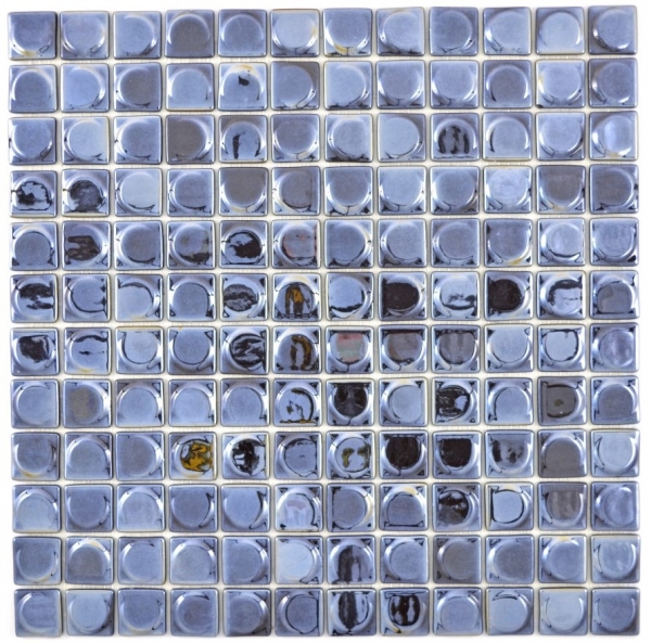 Mosaic tile ECO GLASS black metallic 3DR MOS350-18_f | 10 mosaic mats