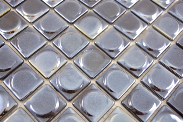 Mosaico di vetro Rivestimento sostenibile Piastrella Recycling nero antracite metallizzato 3DR MOS350-18