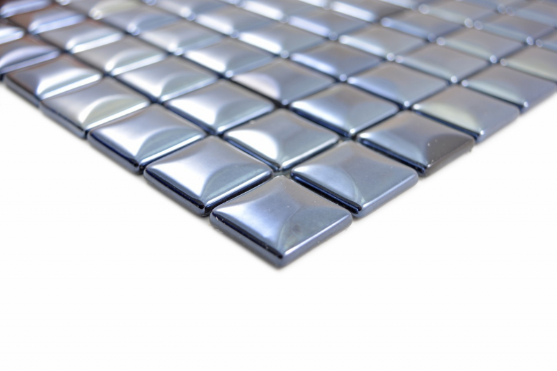 Mosaico di vetro Rivestimento sostenibile Piastrella Riciclaggio nero metallizzato 3DF MOS350-28