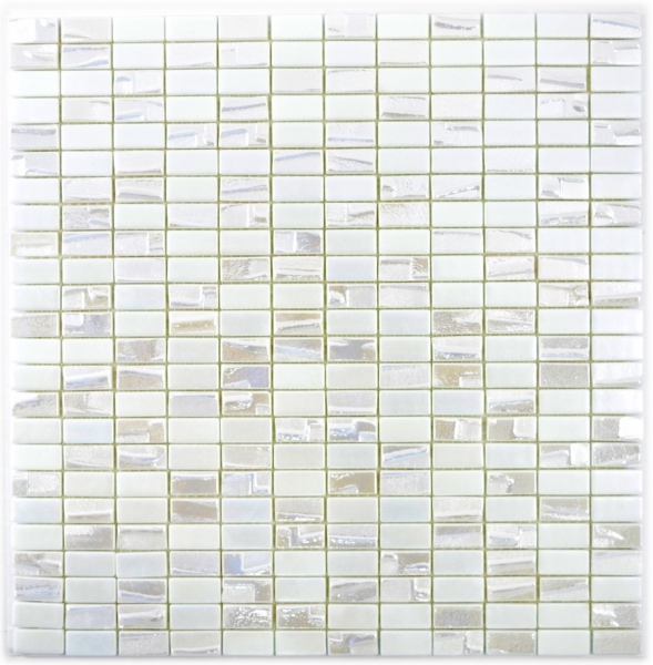 Carreau mosaïque ECO GLAS rectangle blanc métallisé 3D MOS355-01_f | 10 Tapis mosaïque