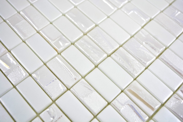 Glass mosaic Sustainable wall covering Recycling rectangle old white metallic 3D MOS355-01