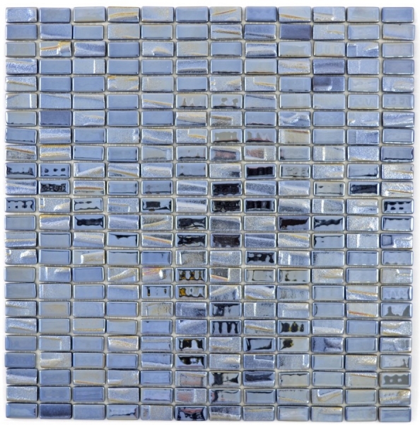 Piastrella a mosaico ECO GLAS rettangolo nero metallizzato 3D MOS355-09_f | 10 tappetini a mosaico