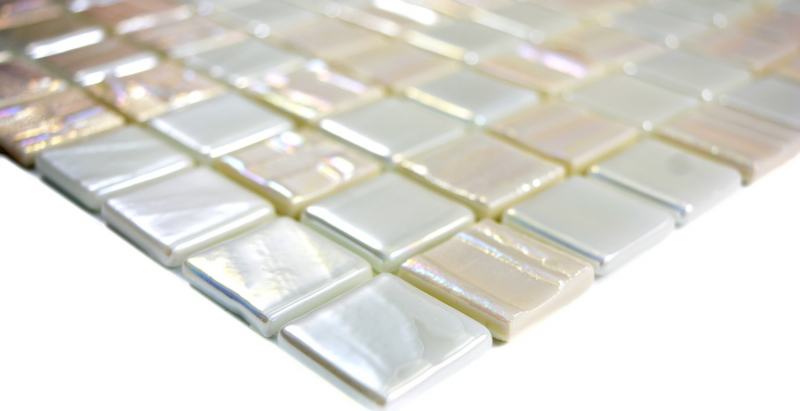 Échantillon manuel Carreau de mosaïque ECO Recyclé GLAS ECO blanc métallisé 3D MOS355-11_m