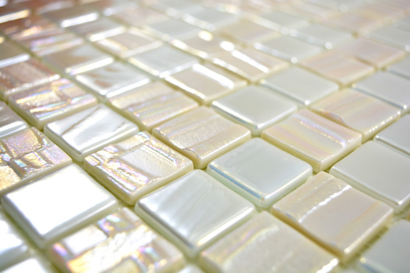 Hand sample mosaic tile ECO Recycling GLAS ECO white metallic 3D MOS355-11_m