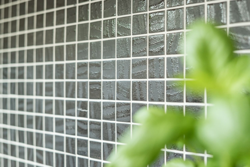 Glasmosaik Nachhaltiger Wandbelag Fliesenspiegel Recycling schwarz anthrazit MOS360-03