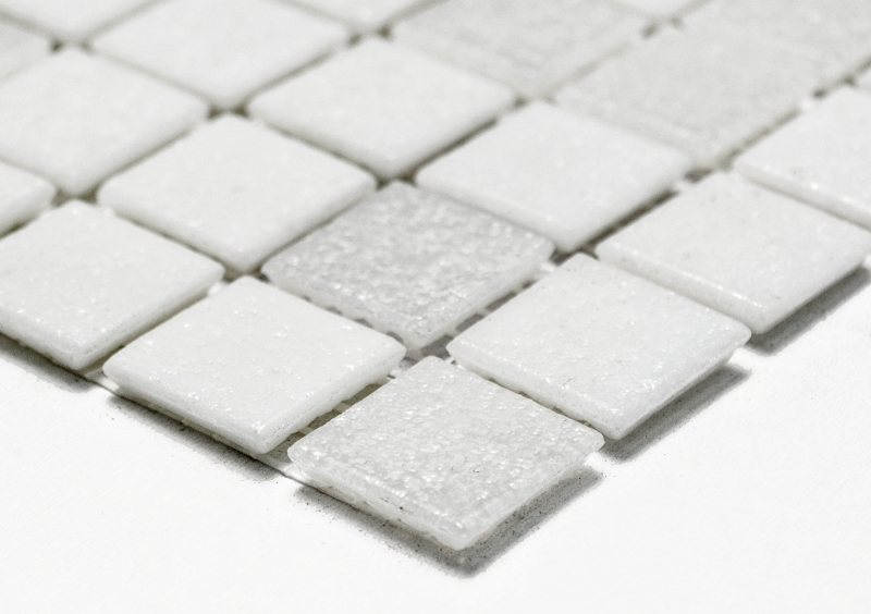 Glass mosaic mosaic tiles white antique white light gray bathroom tile shower splashback tile backsplash MOS52-0103