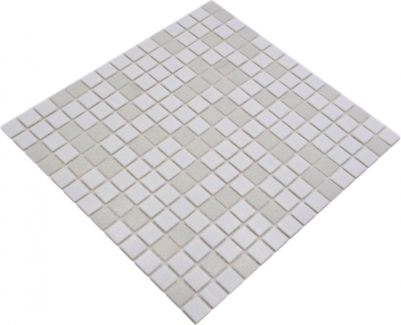 Glass mosaic mosaic tiles white antique white light gray bathroom tile shower splashback tile backsplash MOS52-0103