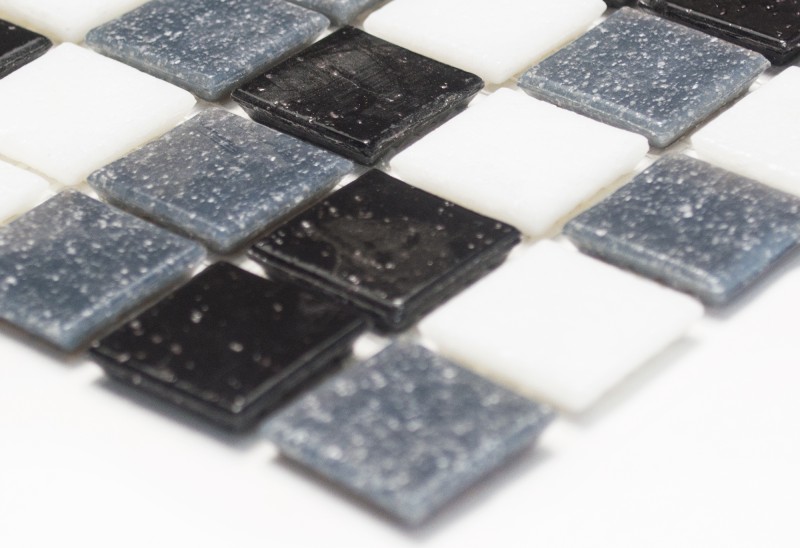Mosaico di vetro tessere di mosaico bianco grigio nero bagno piastrelle doccia splashback piastrelle backsplash MOS52-0302