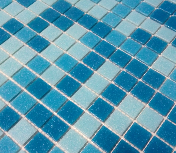 Motif manuel Carreau mosaïque verre bleu clair bleu Carreaux muraux Carreaux de salle de bains Dos de douche MOS52-0402_m