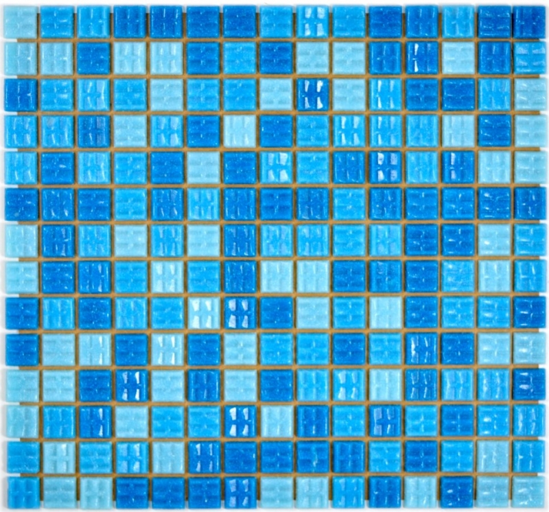 Échantillon manuel Piscine Mosaïque PoolCarreau mosaïque verre bleu clair bleu papier collé MOS52-0402_Papier_m
