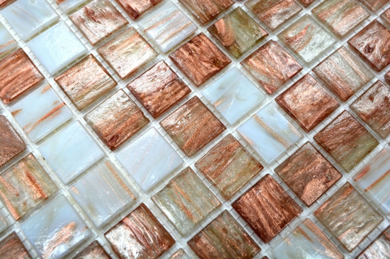 Mosaico di vetro Piastrelle di mosaico bianco marrone bronzo Alzatina per doccia Schienale di piastrelle MOS54-1302