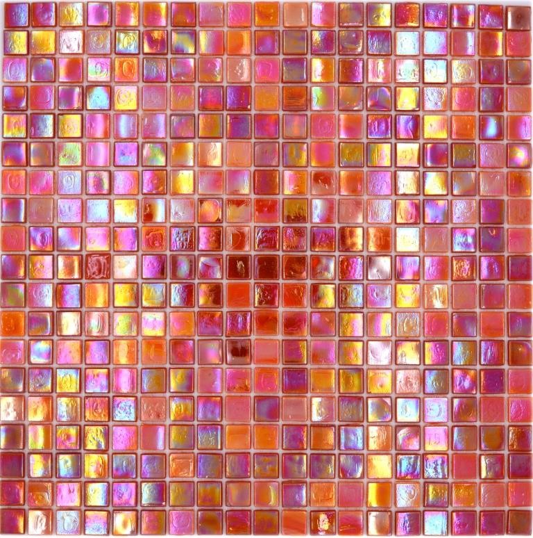 Mosaico di vetro tessere di mosaico arancio rosso iridescente parete piastrelle backsplash MOS58-0902