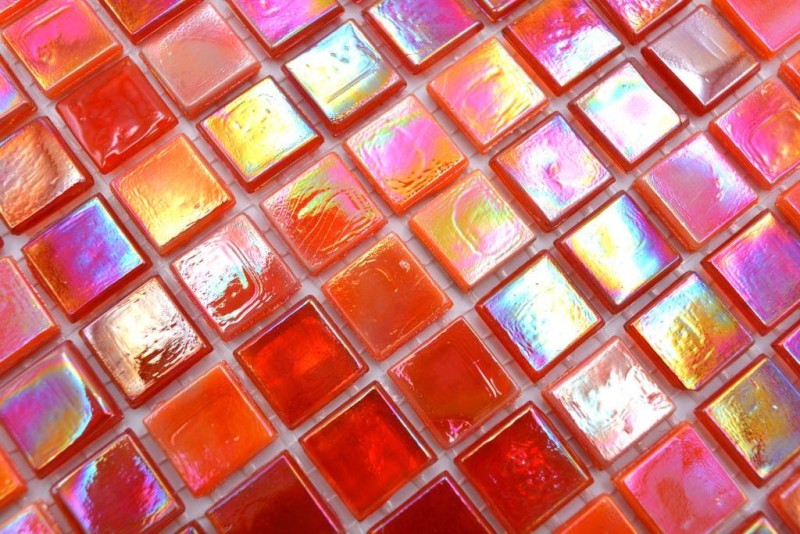 Mosaico di vetro tessere di mosaico arancio rosso iridescente parete piastrelle backsplash MOS58-0902