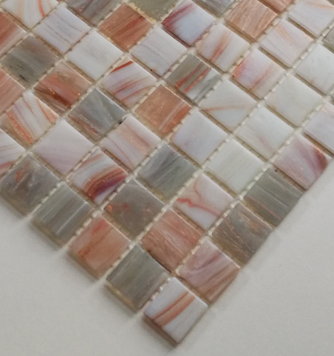 Mosaico di vetro tessere di mosaico beige grigio rame piastrelle da parete bagno piastrelle doccia alzatina piastrella specchio MOS54-0104