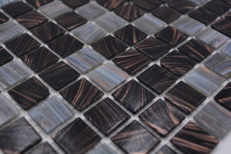 Glass mosaic mosaic tiles gray copper black anthracite shower splashback tile backsplash MOS54-0108