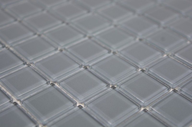 Piastrella di mosaico Mosaico di vetro traslucido Cristallo grigio BAGNO WC Cucina MURO MOS63-0202_f | 10 tappetini di mosaico