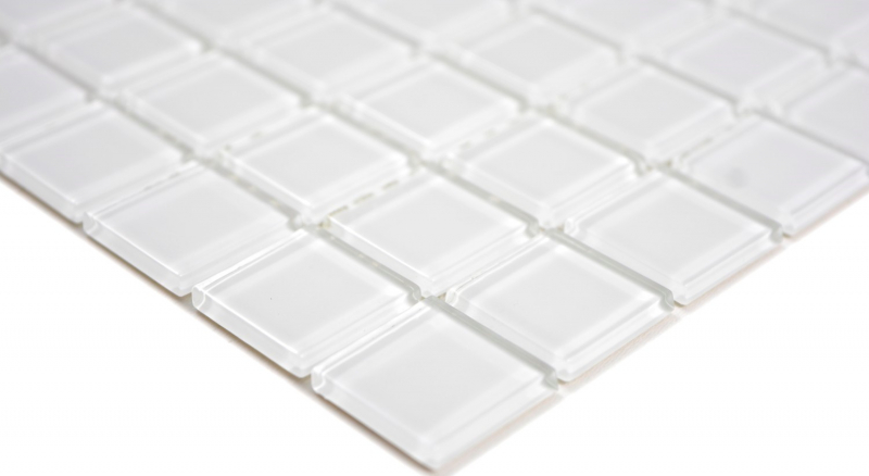 Carreau de mosaïque Translucide Mosaïque de verre Crystal super blanc SALLE DE BAIN WC CUISINE MUR MOS63-0101_f | 10 Tapis de mosaïque