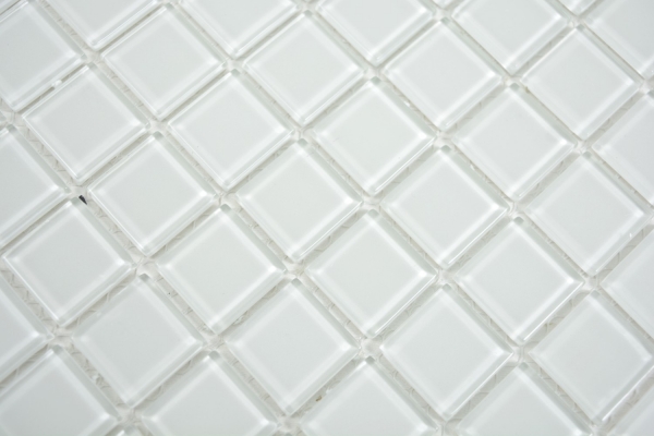 Carreau de mosaïque Translucide Mosaïque de verre Crystal blanc SALLE DE BAIN WC CUISINE MUR MOS63-0102_f | 10 Tapis de mosaïque