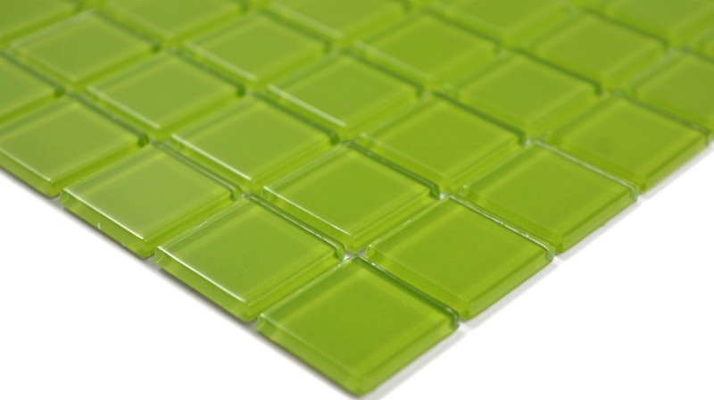 Piastrella di mosaico Mosaico di vetro traslucido Cristallo verde BAGNO WC Cucina MURO MOS63-0507_f | 10 tappetini di mosaico